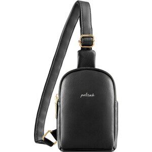 Black Sling Bag – Compact Crossbody Double Zippers multiple pockets adjustable